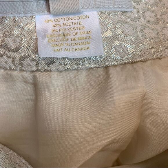 PINK Tartan cream gold metallic jacquard pleated skirt Sz 8 NWOT - Picture 8 of 12